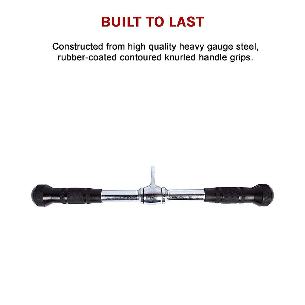 Randy & Travis Rubber Coated Solid Straight Bar Attachment for Cable Machines