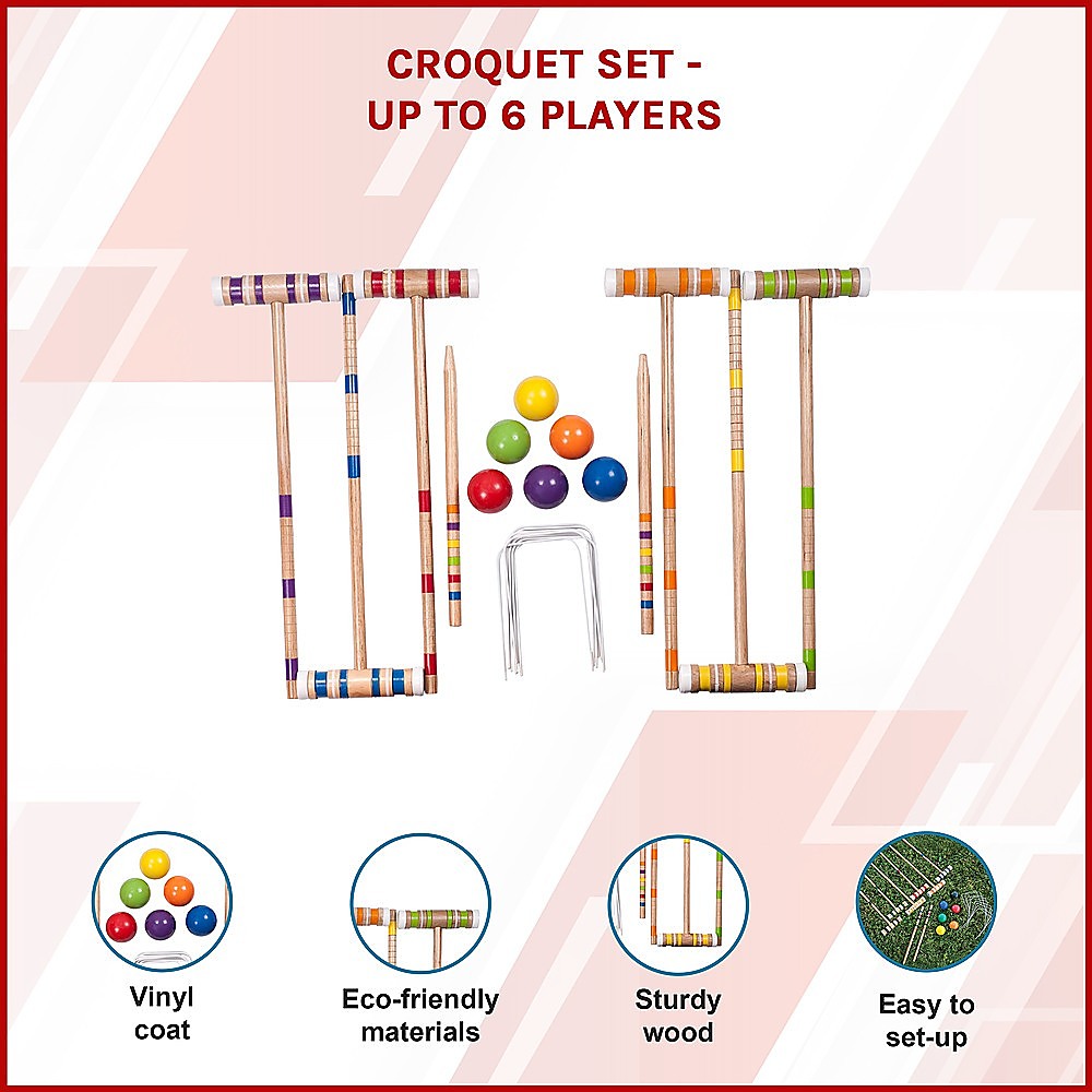 Croquet Set For Up To 6 Players Complete Outdoor Lawn Game Set For Family Gatherings And Events