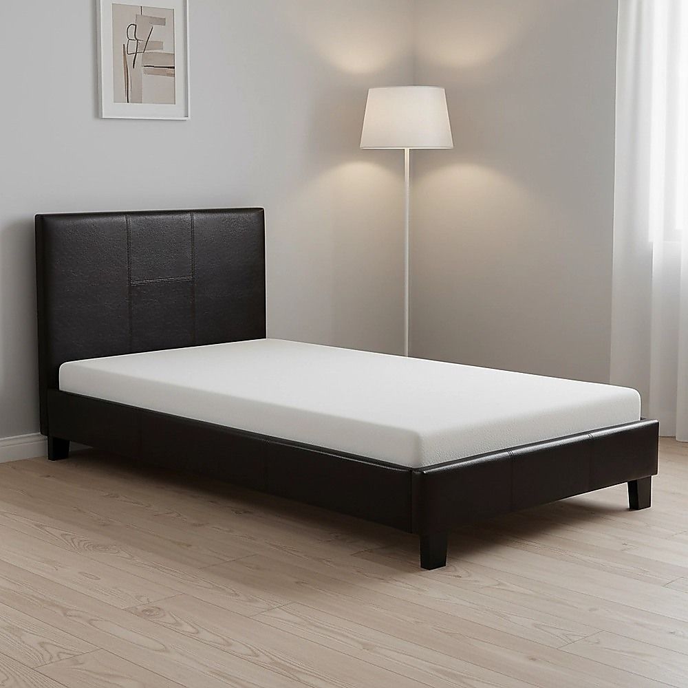 Single PU Leather Bed Frame Brown