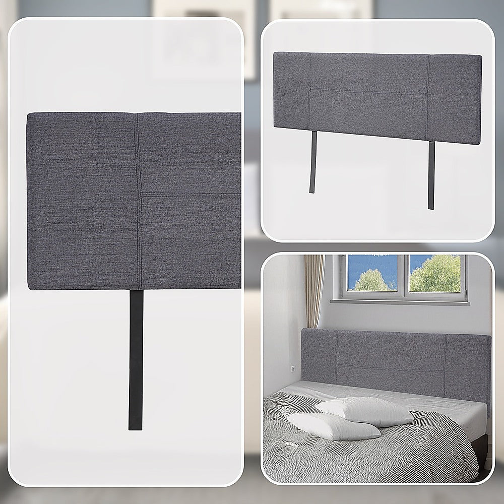 Linen Fabric Queen Bed Headboard Bedhead - Grey