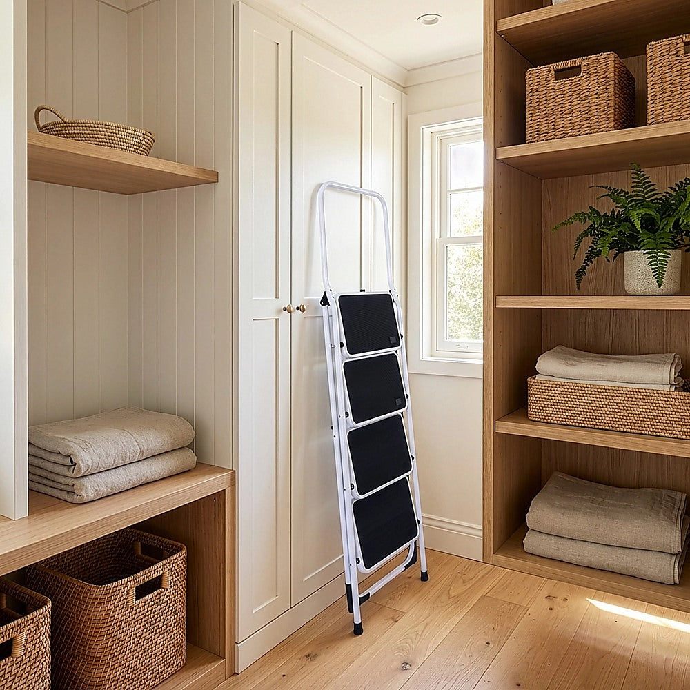 Foldable Non Slip 4 Step Steel Ladder