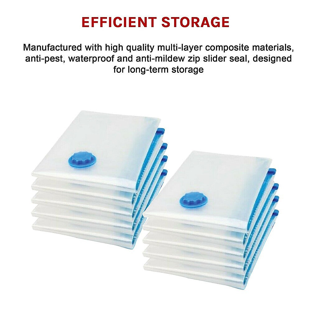 10X Jumbo Vacuum Storage Bags – Space Saver Seal Bags for Clothes, Bedding, Blankets & Travel Organisation
