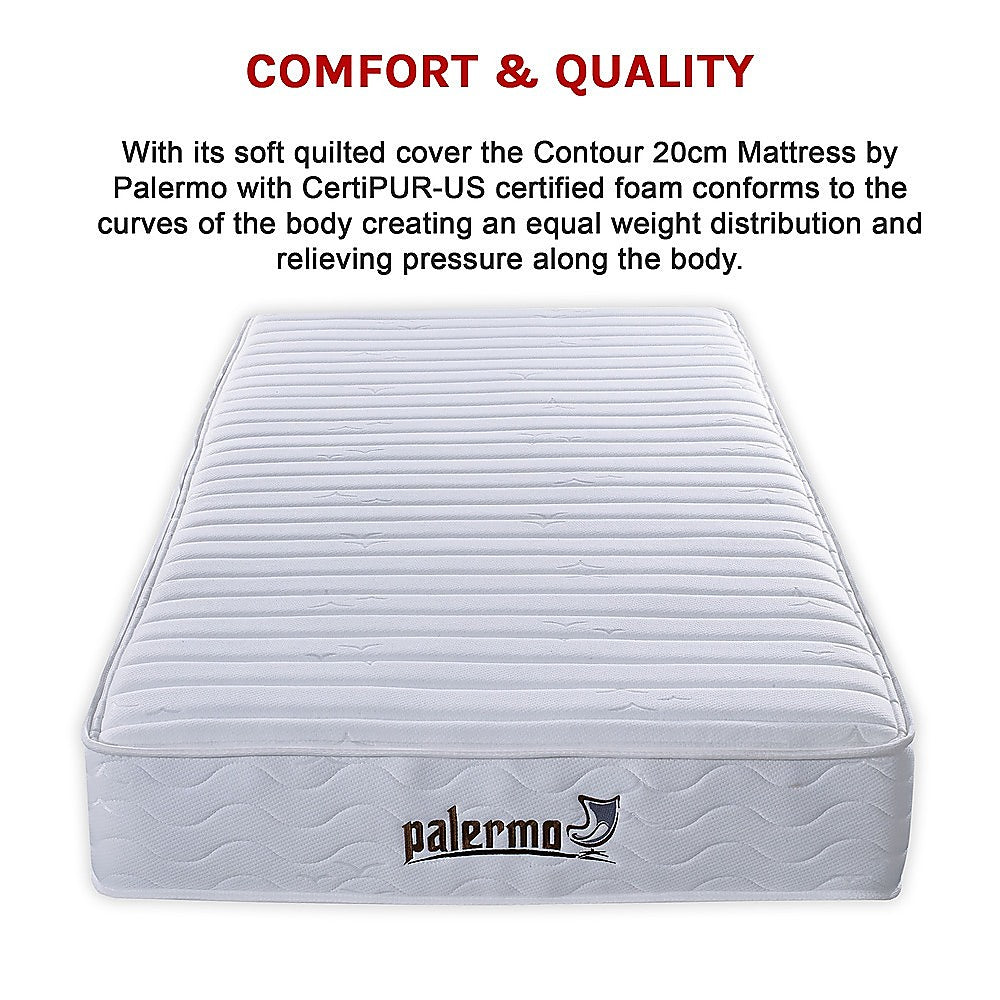 Contour Encased Coil Single Mattress – Hybrid Support with CertiPUR-US® Certified Foam Comfort Layers