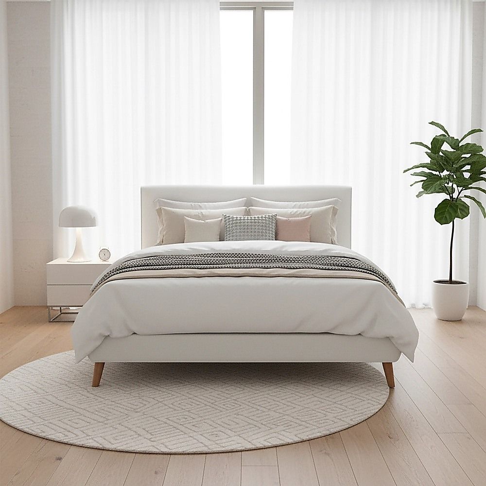 Queen PU Leather Deluxe Bed Frame White