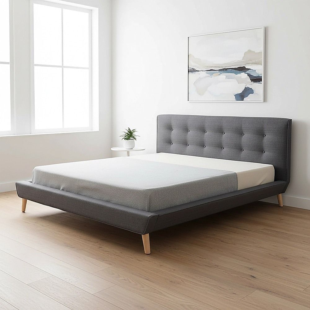 King Linen Fabric Deluxe Bed Frame Grey