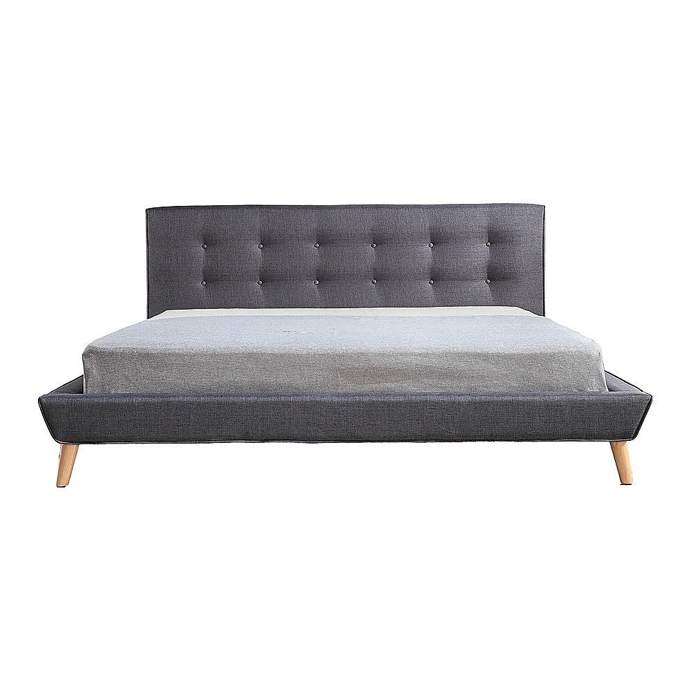 King Linen Fabric Deluxe Bed Frame Grey