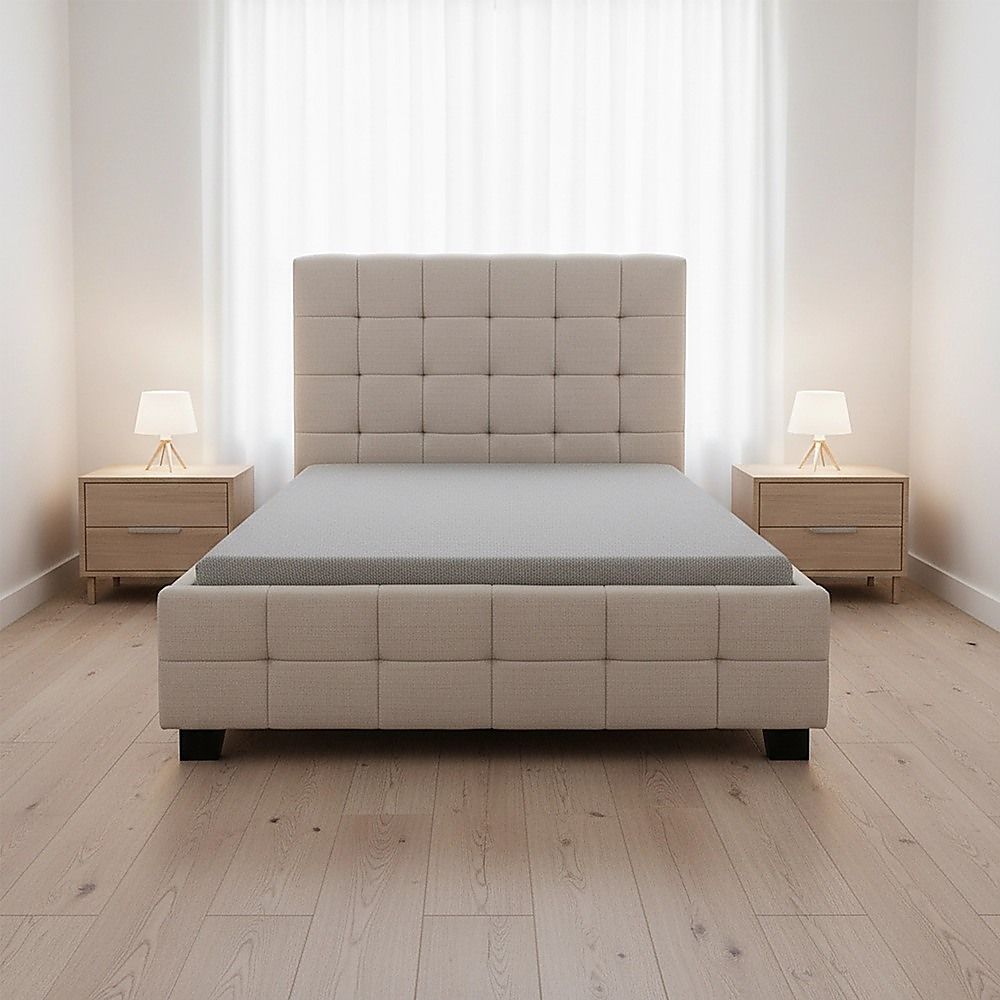 King Single Linen Fabric Deluxe Bed Frame Beige