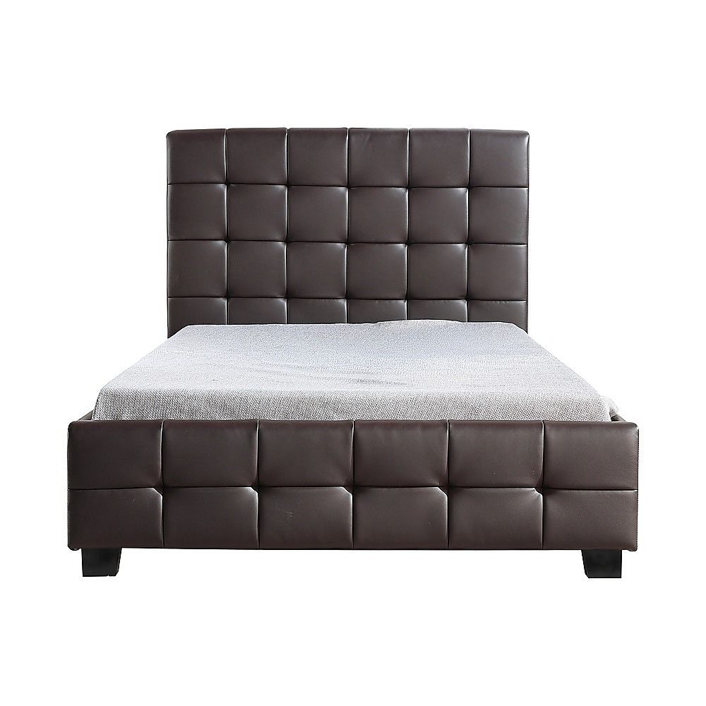 King Single PU Leather Deluxe Bed Frame Brown