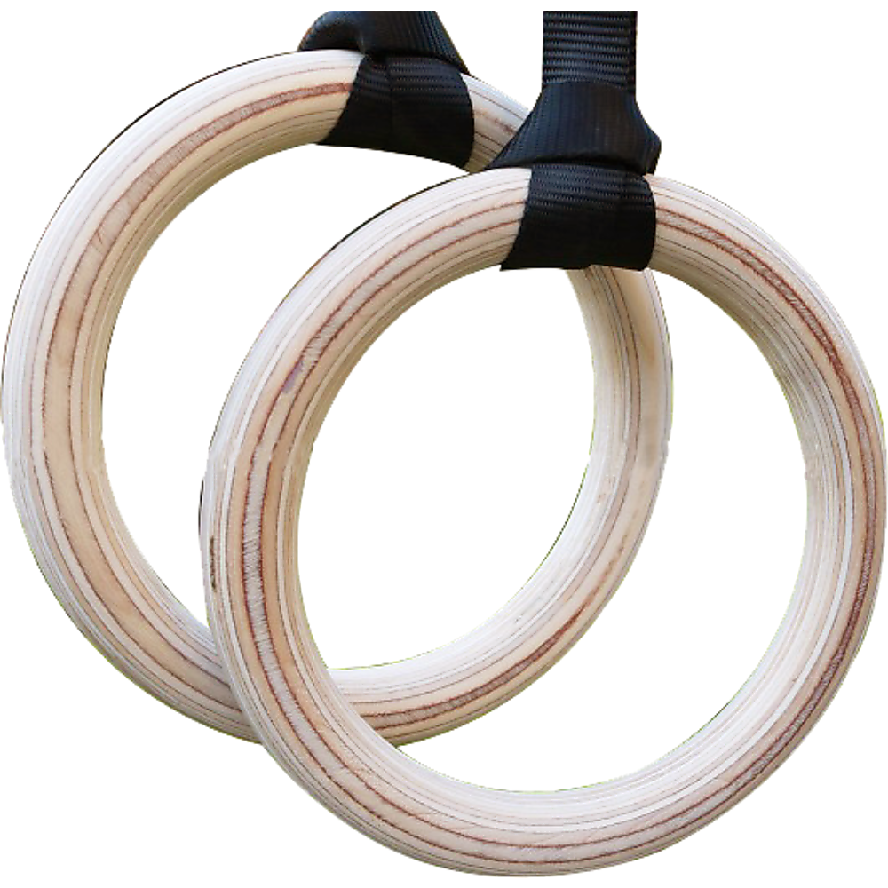 Birch Wood Gymnastic Rings with Adjustable Straps Strength & Calisthenics Training