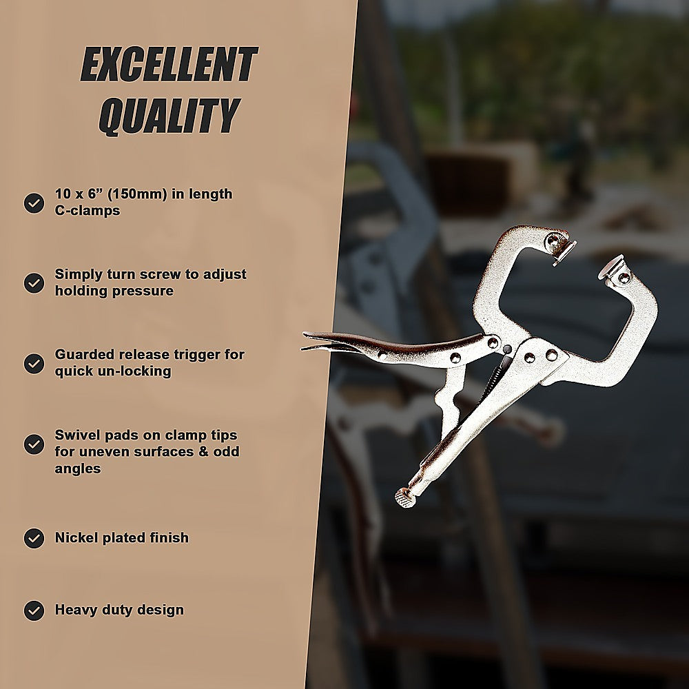 10pc Heavy Duty Steel C-Clamps 6 Mig Welding Locking Plier Vice Grip