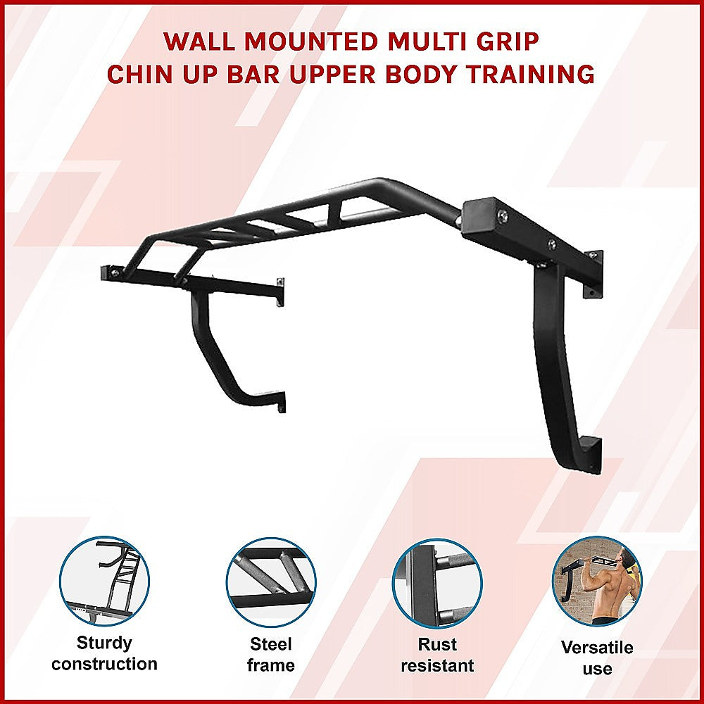 Wall Mounted Multi Grip Chin Up Bar Heavy Duty Pull Up Station for Upper Body Training