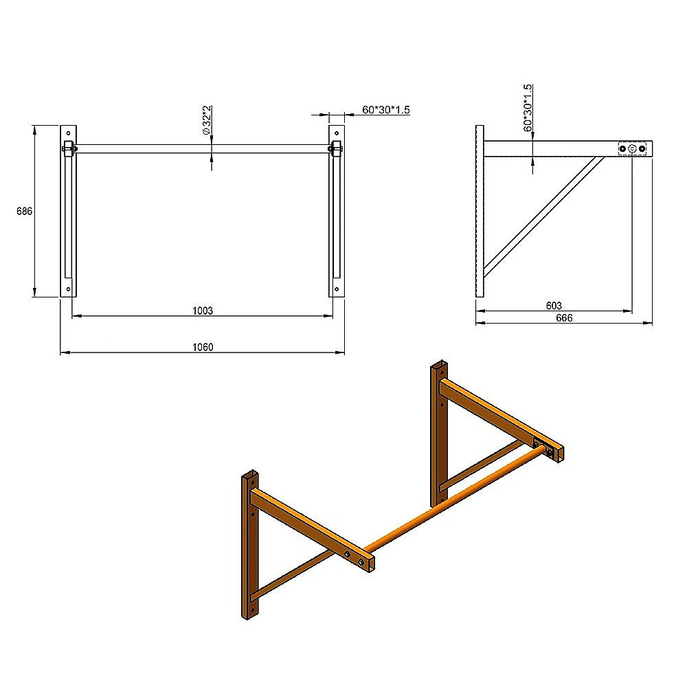 Wall Mounted Pull Up Bar Heavy Duty Chin Up Station for Home Upper Body Training