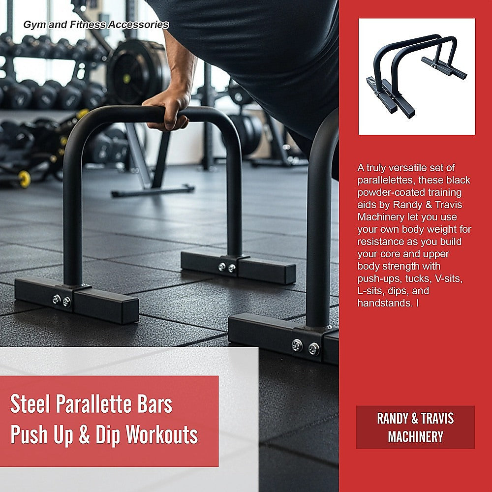 Steel Parallette Bars for Push Ups, Dips & Calisthenics Home Strength Training