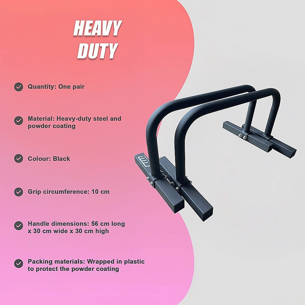 Steel Parallette Bars for Push Ups, Dips & Calisthenics Home Strength Training