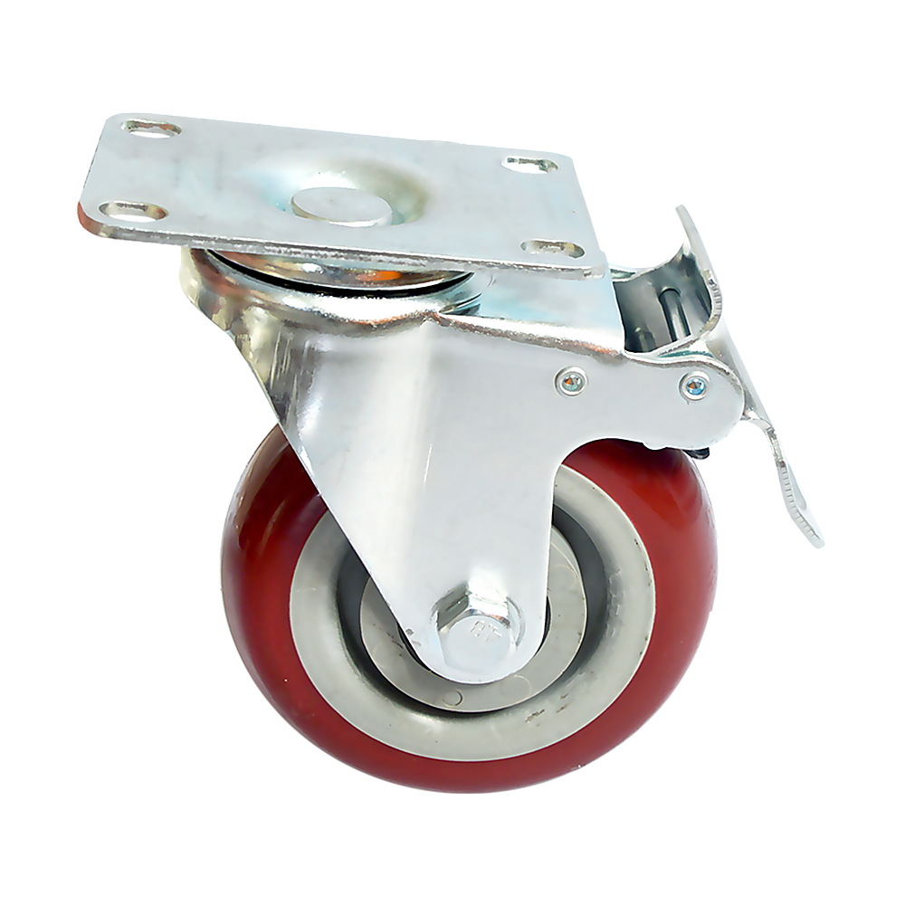 4 x 4 Heavy Duty PU Swivel Castor Wheels With Brake