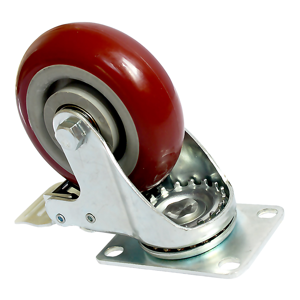 4 x 4 Heavy Duty PU Swivel Castor Wheels With Brake
