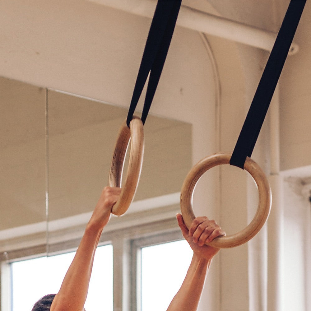 202mm Wooden Gymnastic Rings Olympic Gym Strength Training & Fitness