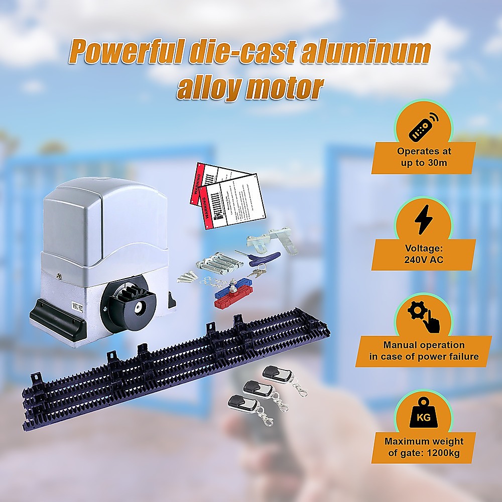1200KG Auto Slide Sliding Gate Opener Automatic w 4m Rail