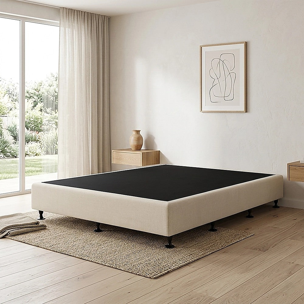 Palermo Queen Ensemble Bed Base Platinum Natural Sand Linen Fabric