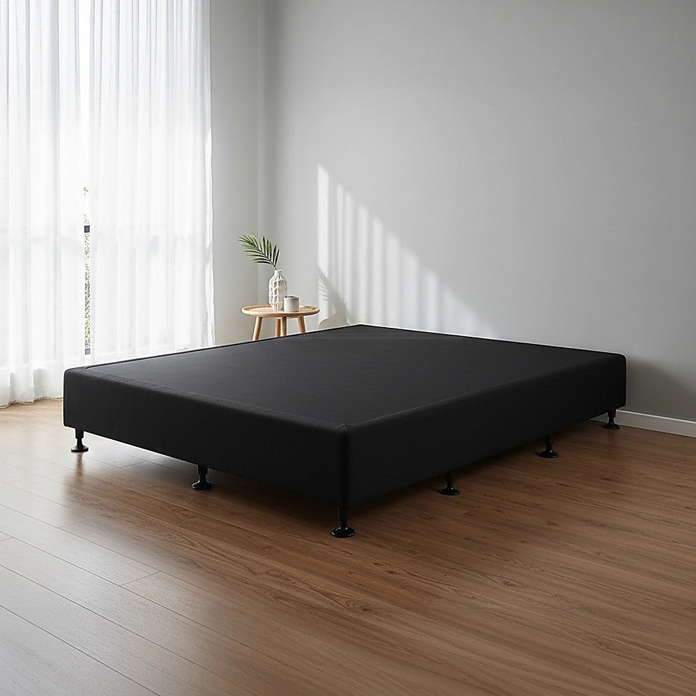 Palermo Queen Ensemble Bed Base Midnight Black Linen Fabric