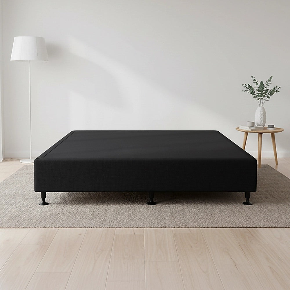 Palermo Queen Ensemble Bed Base Midnight Black Linen Fabric