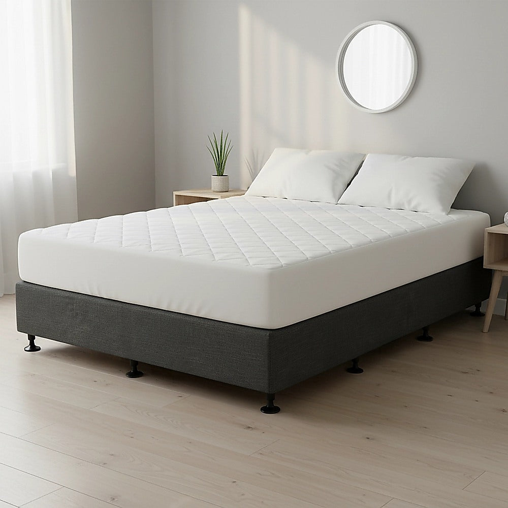 Palermo King Single Ensemble Bed Base Platinum Graphite Linen Fabric
