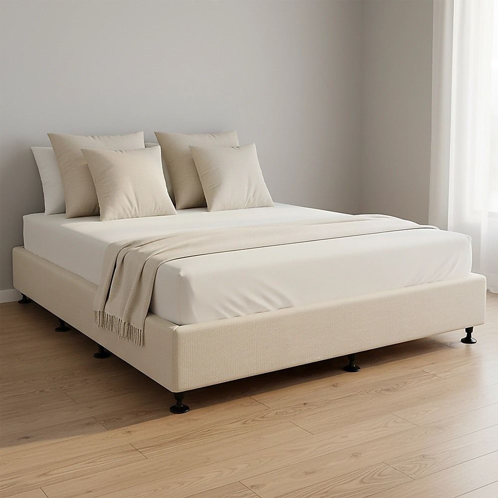 Palermo King Ensemble Bed Base Platinum Natural Sand Linen Fabric