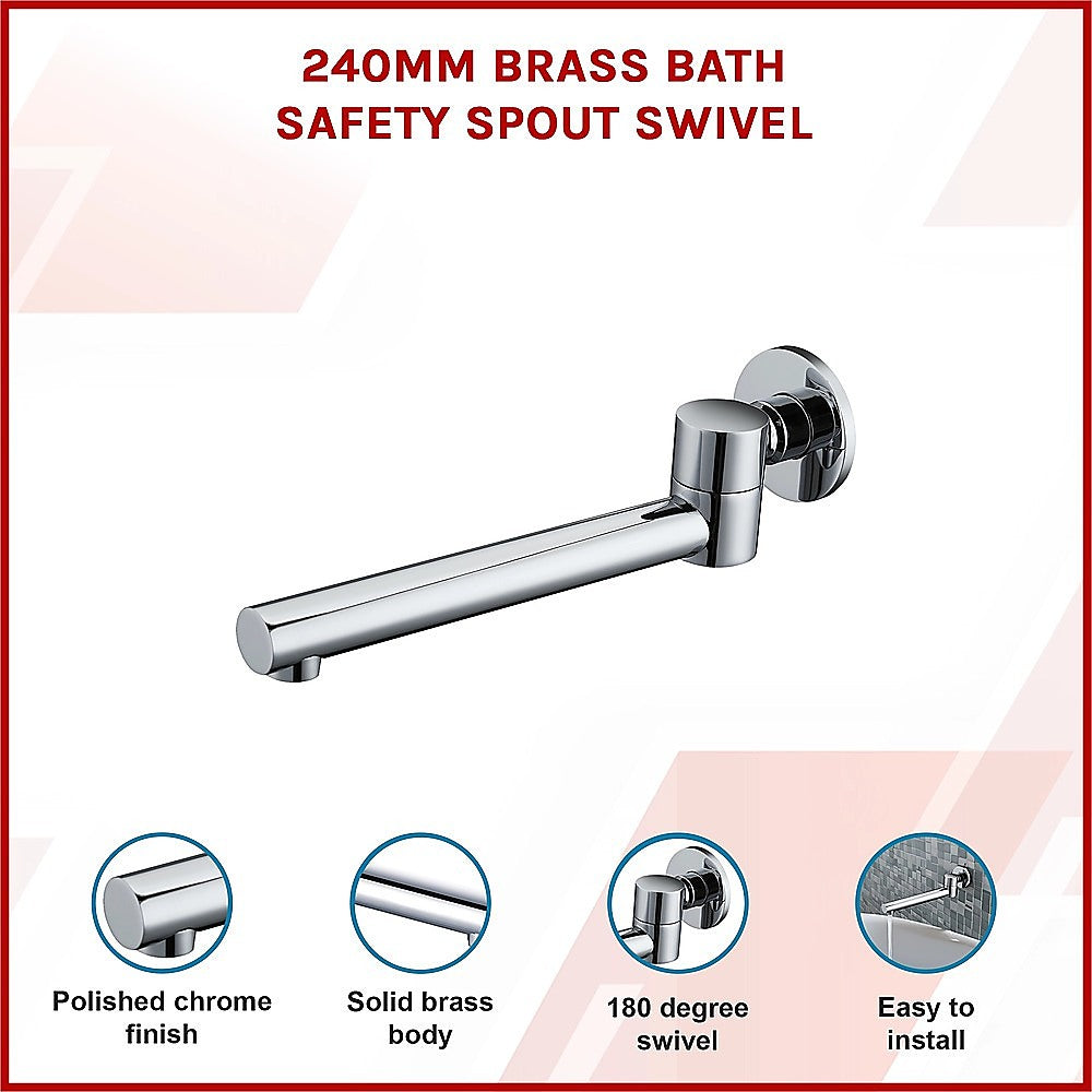 240mm Brass Bath Safety Spout Swivel