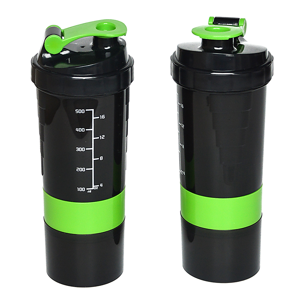 2x Protein Shaker Bottle Set – 3-in-1 Smart Blender Mixer Cup for Gym & Fitness