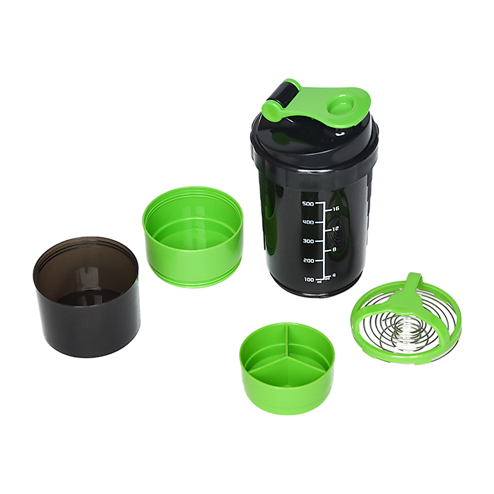 2x Protein Shaker Bottle Set – 3-in-1 Smart Blender Mixer Cup for Gym & Fitness