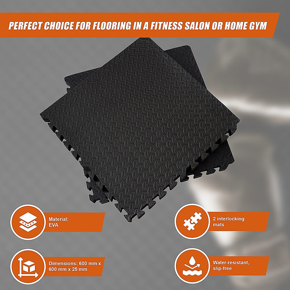 12 Tiles EVA Rubber Foam Gym Mat 60x60cm 2.5cm Thick Fitness Flooring Set