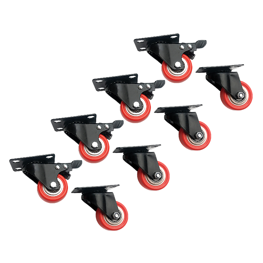 8 x 2 Polyurethane Castor Wheels - Swivel and 4 with brake