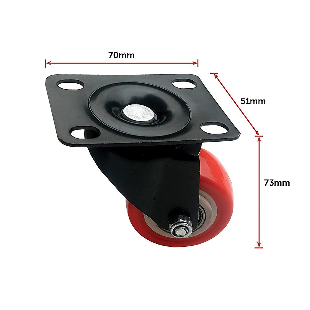 8 x 2 Polyurethane Castor Wheels - Swivel and 4 with brake