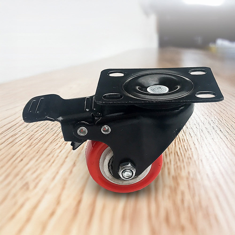 8 x 2 Polyurethane Castor Wheels - Swivel and 4 with brake