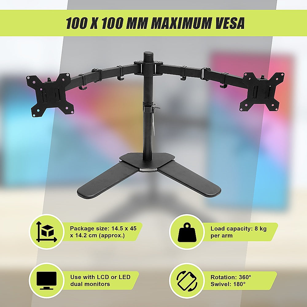 13-27 Dual Screen Monitor Stand TV Bracket Computer Display Desk Mount Holder