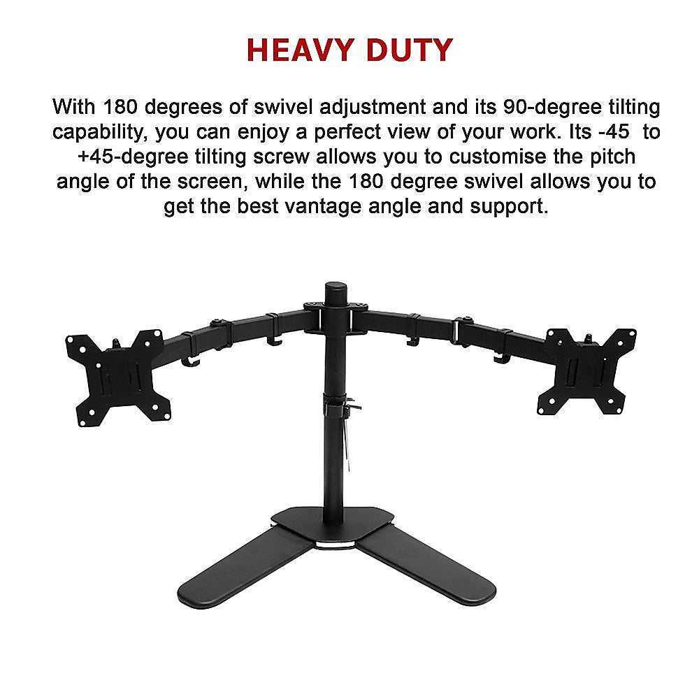 13-27 Dual Screen Monitor Stand TV Bracket Computer Display Desk Mount Holder
