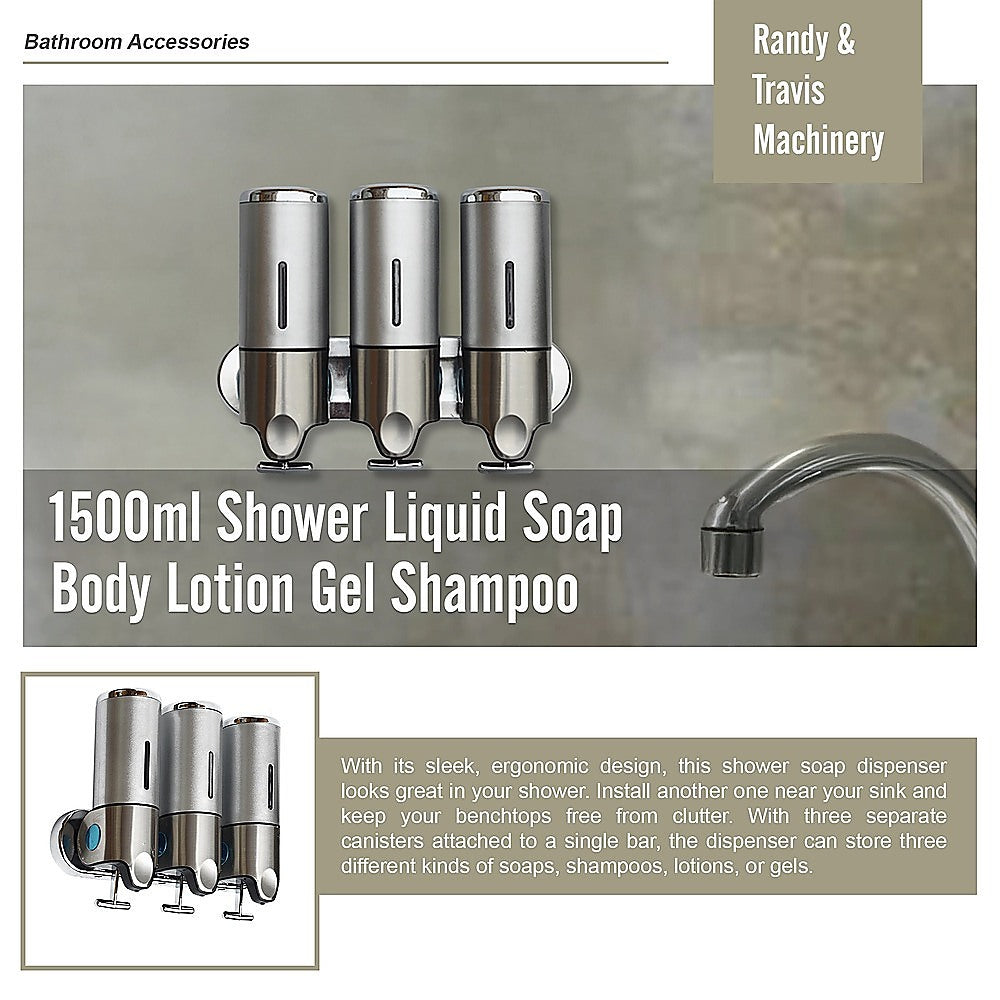 1500ml Shower Liquid Soap Body Lotion Gel Shampoo Bathroom Dispenser