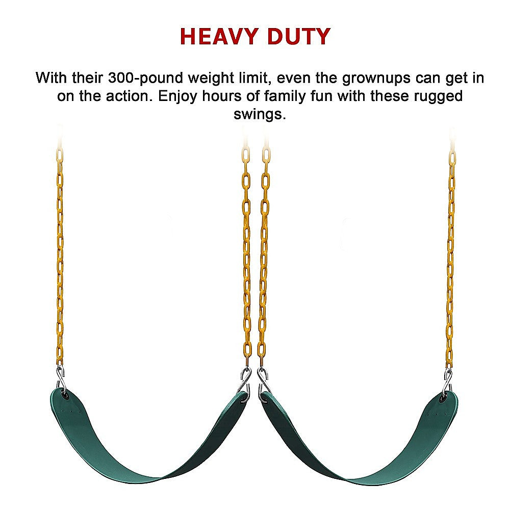 2 Pack Swings Seats Heavy Duty 66 Chain Plastic Coated Playground Swing