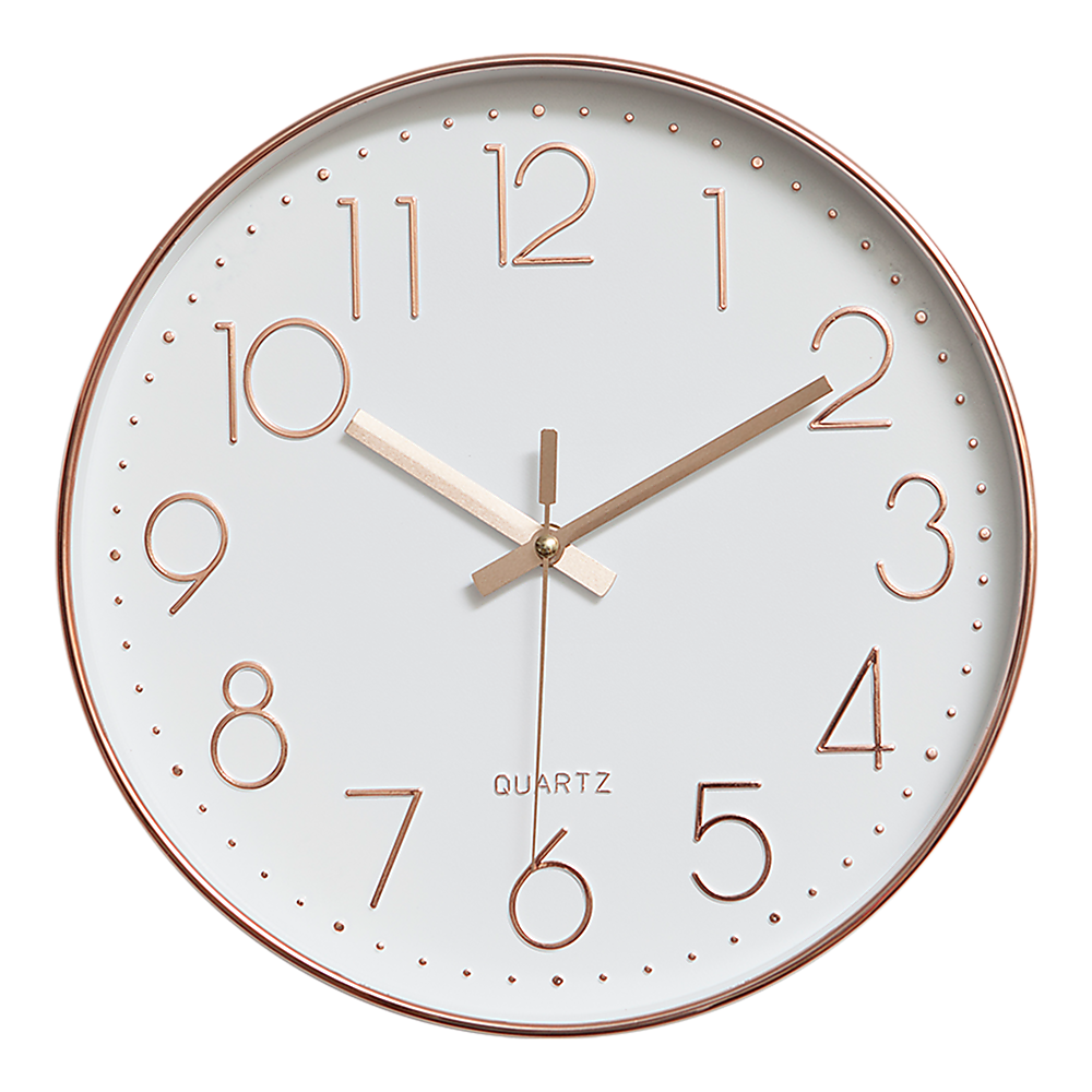 Modern Rose Gold Wall Clock – Silent Non-Ticking Quartz Battery Operated Design
