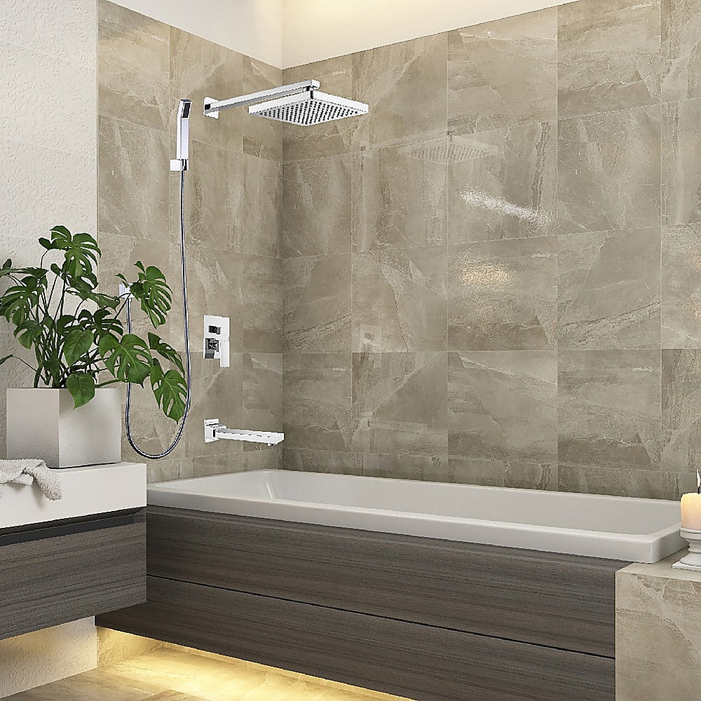 8 Rain Shower Head Straight Wall Arm Mixer Set Wall Bath Spout Outlet Tap