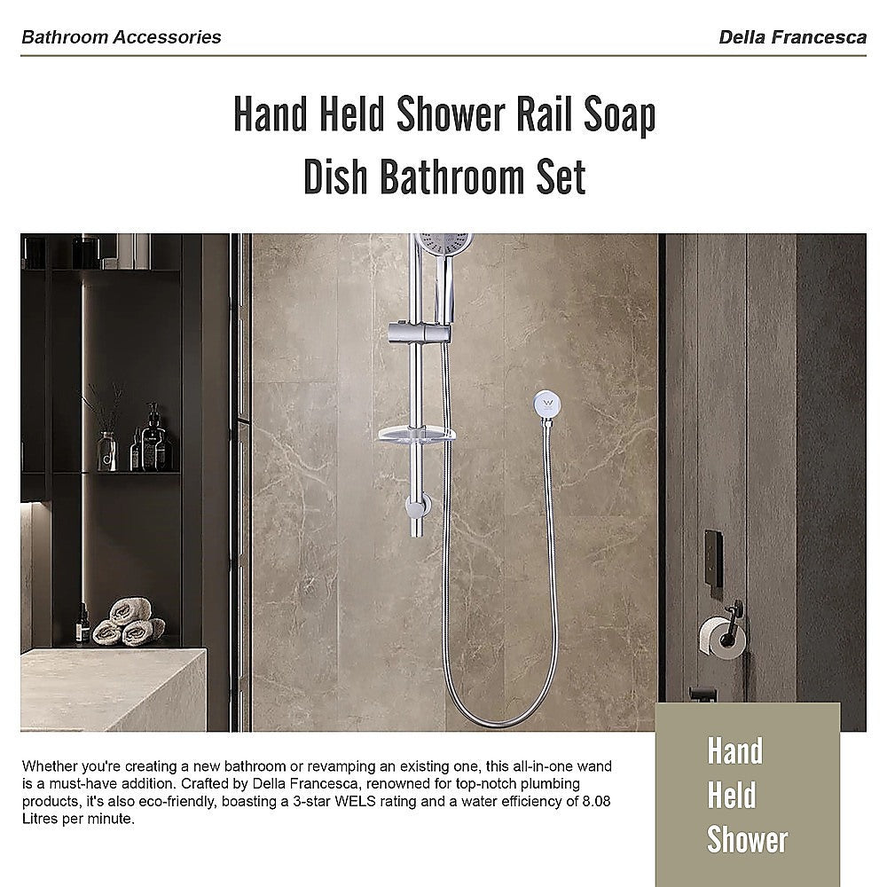 Hand Held Shower Rail Soap Dish Bathroom Set