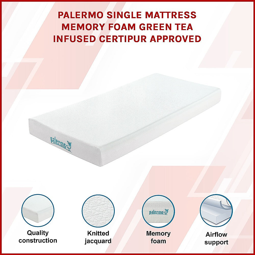 Single Green Tea Memory Foam Mattress – Cooling Comfort with CertiPUR-US® Certified Foam