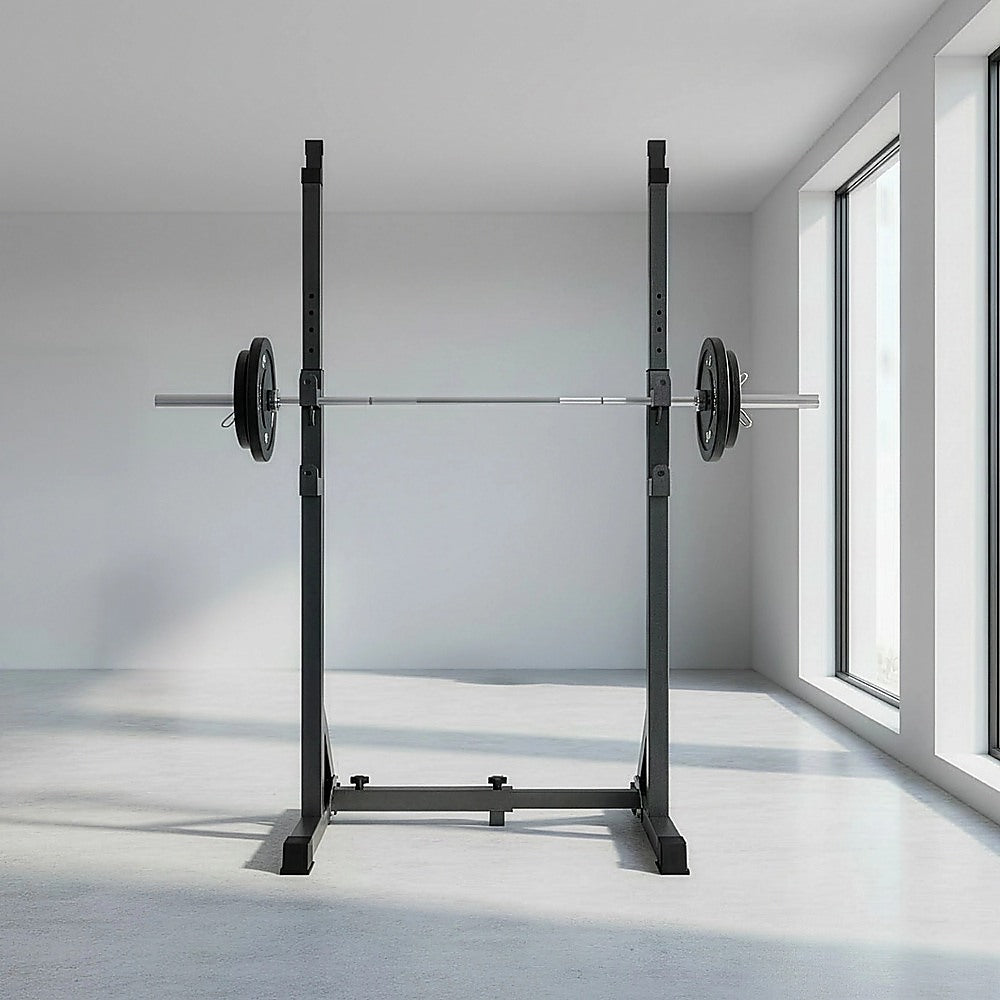 Commercial Squat Rack Adjustable Pair Fitness Exercise Weight Lifting Gym Barbell Stand