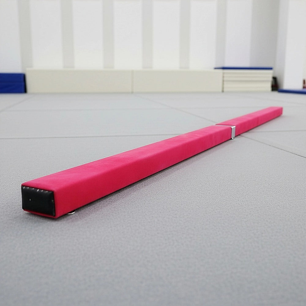 2.4m (8FT) Gymnastics Folding Balance Beam Pink Synthetic Suede