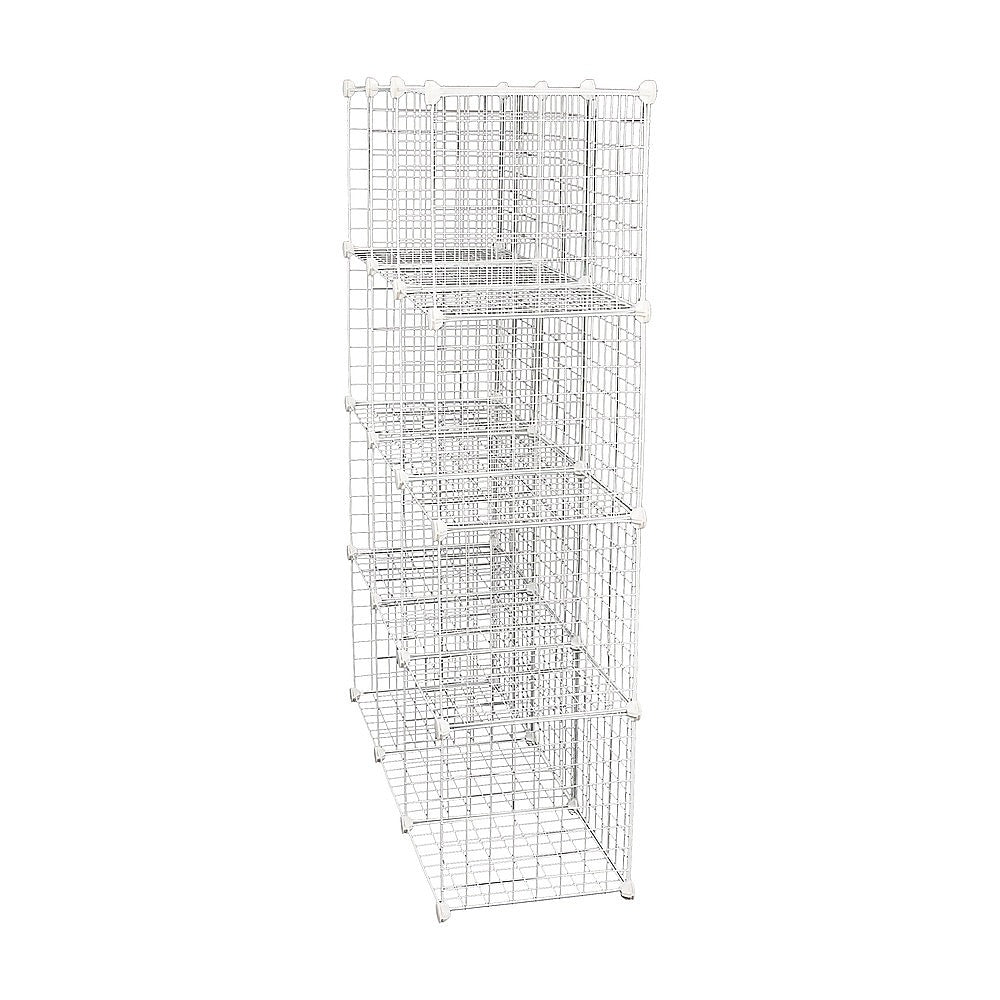 12 Cube Wire Grid Organiser Bookcase Storage Cabinet Wardrobe Closet White
