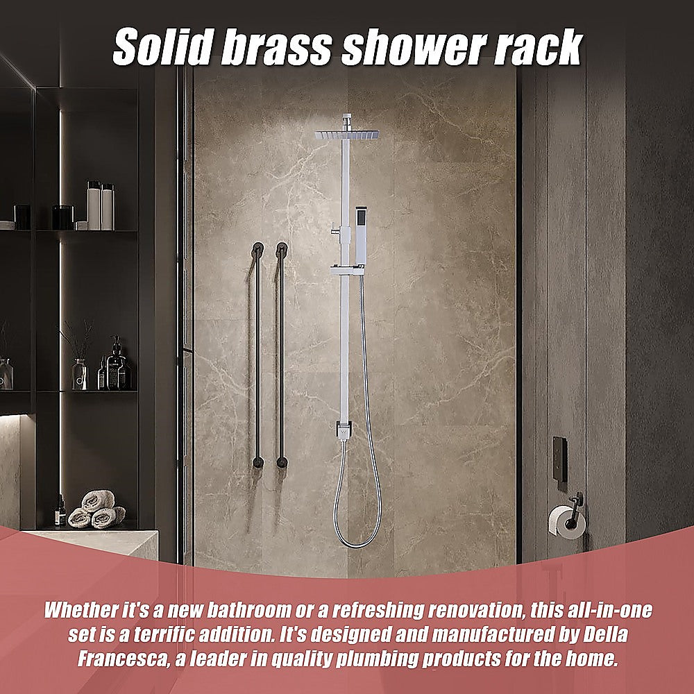 WELS 8 Rain Shower Head Set Square Dual Heads Faucet High Pressure Hand Held