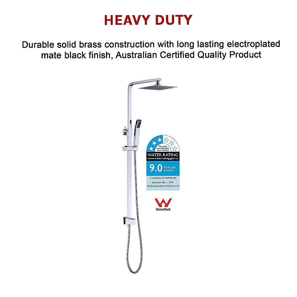 WELS 8 Rain Shower Head Set Square Dual Heads Faucet High Pressure Hand Held