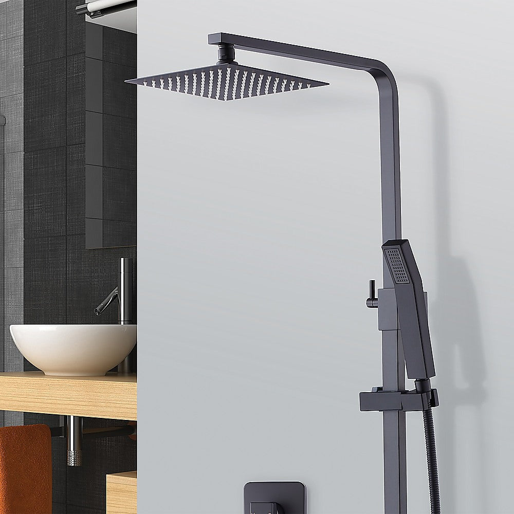 WELS 8 Rain Shower Head Set Square Dual Heads Faucet High Pressure Hand Held