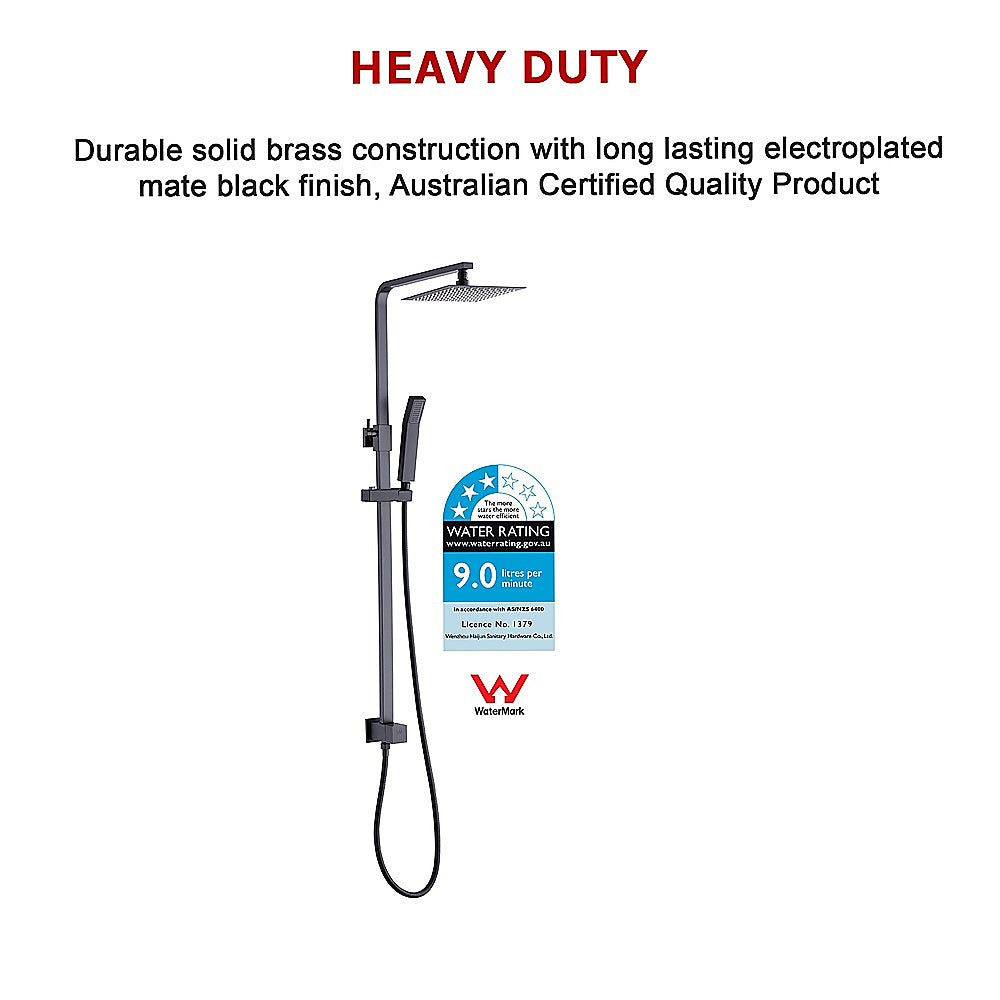 WELS 8 Rain Shower Head Set Square Dual Heads Faucet High Pressure Hand Held
