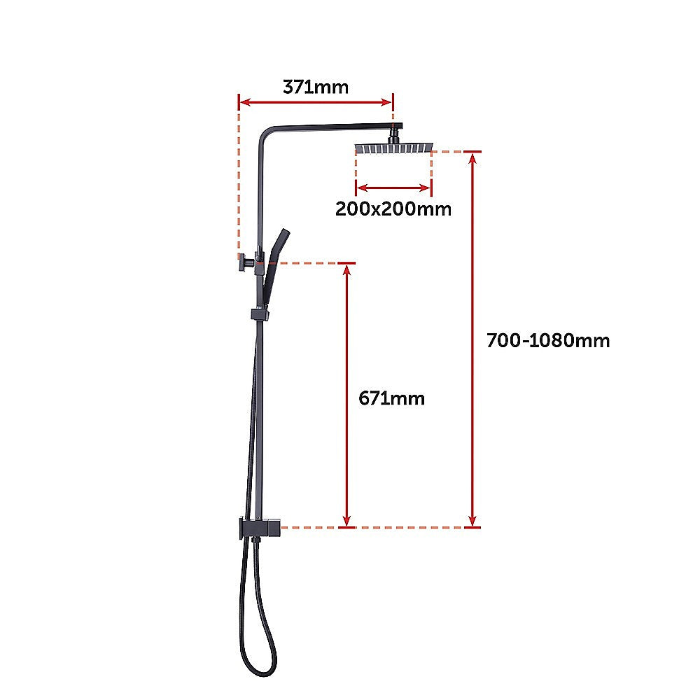 WELS 8 Rain Shower Head Set Square Dual Heads Faucet High Pressure Hand Held